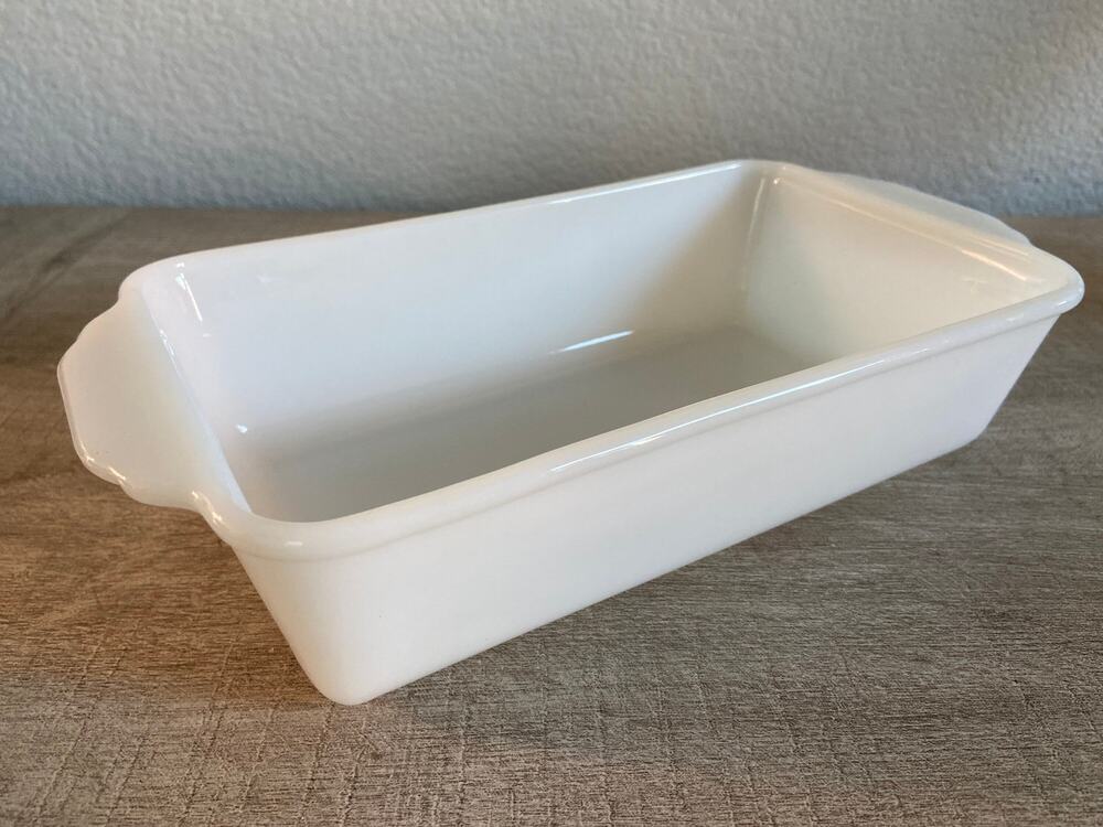 Vintage Fire King White Milk Glass Rectangular Baking Loaf Pan Number 409
